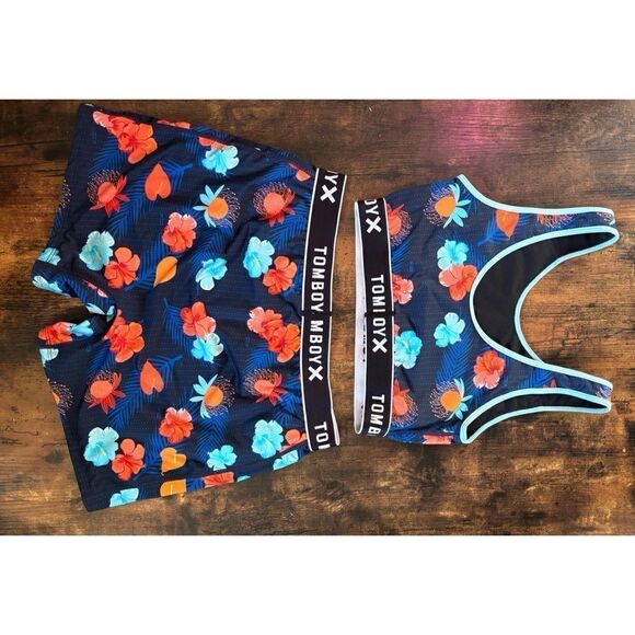 Rare TomboyX Blue Aloha Print Set / Size L - Picture 2 of 5